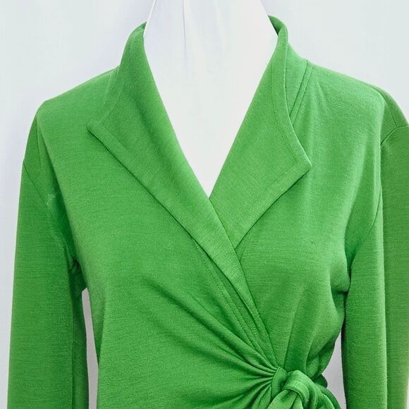 Liz Claiborne Green Vintage Wool Blend REAL Wrap Dress Green Size Small - Picture 2 of 9